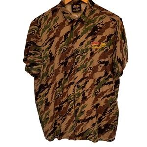 Jurassic Park Shoe Palace Camo Button Up Shirt Mens Med Rayon Biohazard Hazard